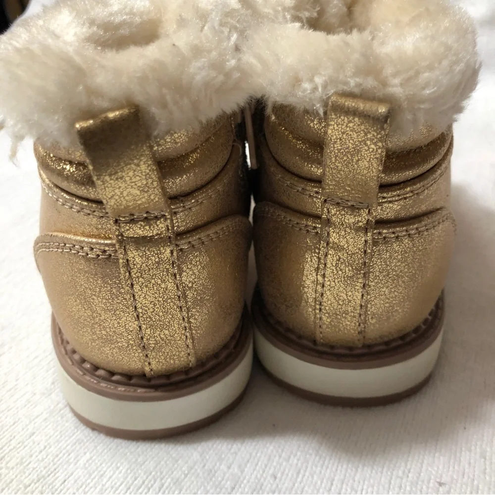 Cat & Jack Glittery Gold Ankle Boots Toddlers Size 7
